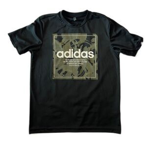 Adidas Prime Blue Mens Small Black Camo Green Tee Box Graphic